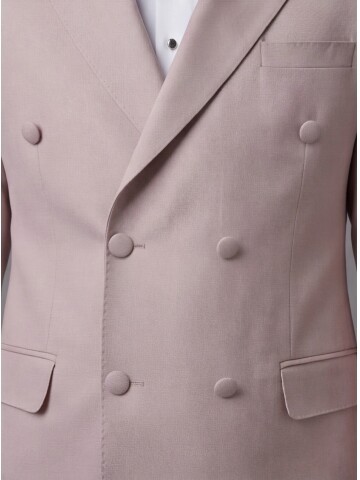 Light Pink Peak Lapel Double-Breasted Blazer & White Trousers Combination Suit