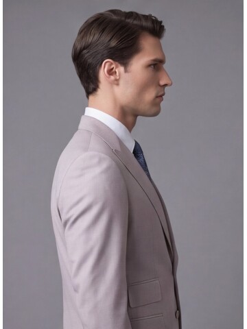 Açık Pembe Yünlü Sivri Yaka Comfort Fit Takım Elbise