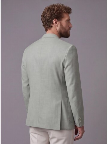 Açık Yeşil Ceket Bej Pantolon Kombinli Slim Fit Takım Elbise