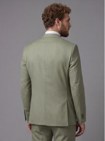 Light Green Peak Lapel Comfort Fit Mens Suit
