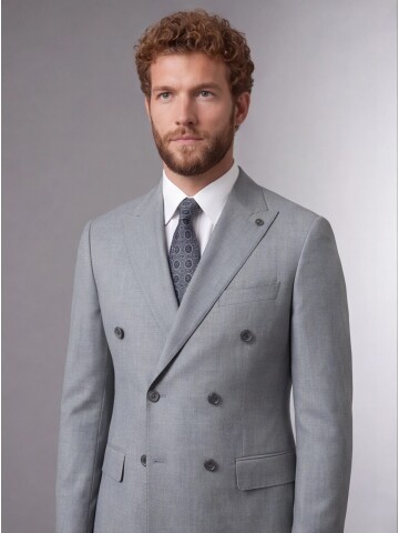 Light Green Peak Lapel Double Breasted Suit