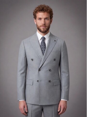 Light Green Peak Lapel Double Breasted Suit