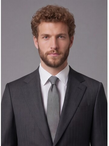 Antrasit Çizgili Yünlü Mono Yaka Comfort Fit Takım Elbise