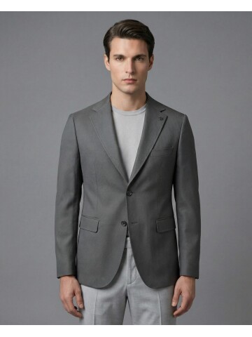 Anthracite Regular Fit Notch Lapel Two-Button Flap Pocket Blazer