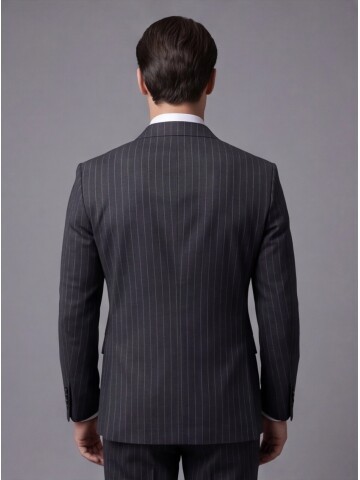 Antrasit Sivri Yaka Yünlü Kruvaze Takım Elbise