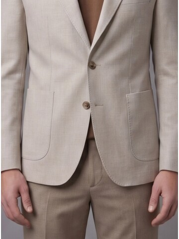 Bej Ceket Açık Kahverengi Pantolon Kombinli Slim Fit Takım Elbise