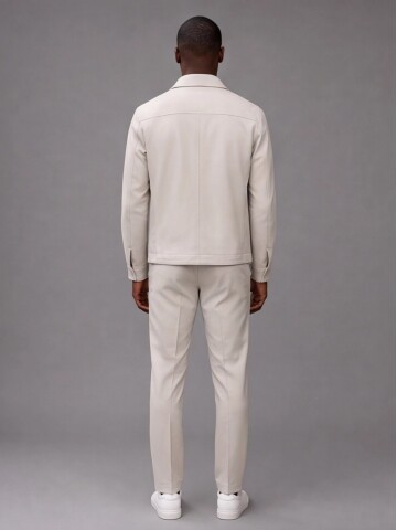 Beige Comfort Fit Performance Suit