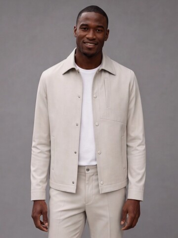 Beige Comfort Fit Performance Suit