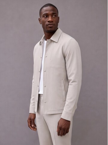 Beige Comfort Fit Performance Suit