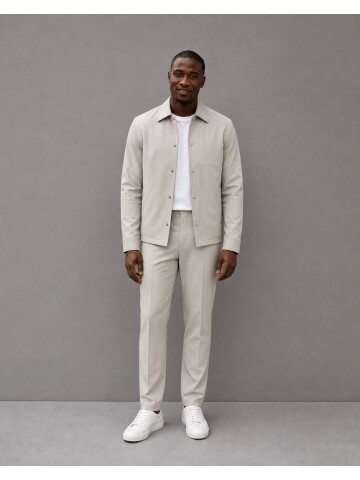 Beige Comfort Fit Performance Suit