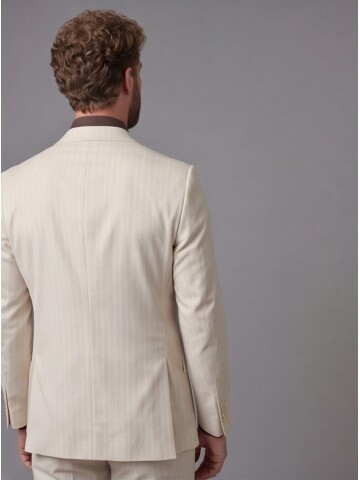 Beige Notch Lapel Comfort Fit Suit