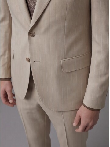 Beige Notch Lapel Comfort Fit Suit