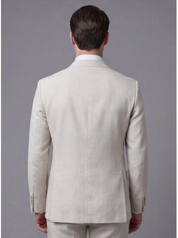 Bej Mono Yaka İki Düğmeli Slim Fit Takım Elbise