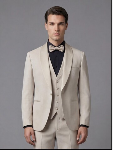 Beige Three-Piece Tuxedo