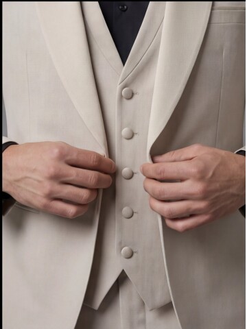 Beige Three-Piece Tuxedo