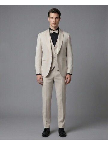 Beige Three-Piece Tuxedo