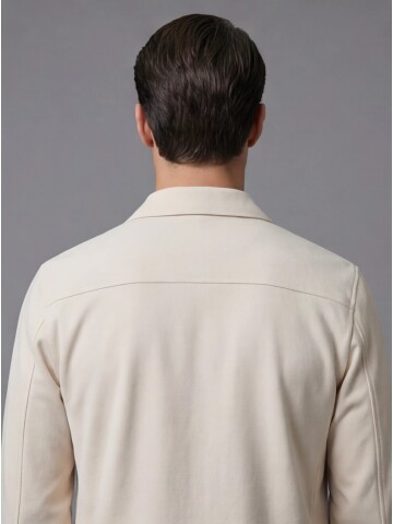 Beyaz Gömlek Yaka Safari Cep Comfort Fit Spor Takım