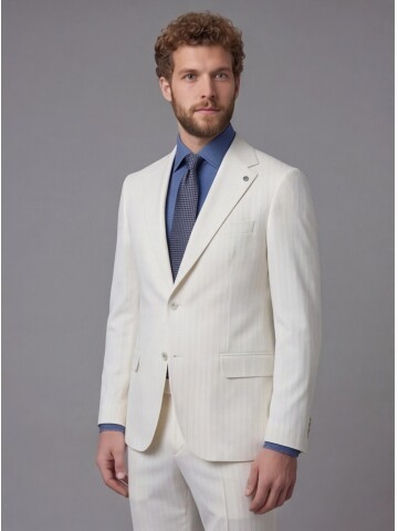White Notch Lapel Comfort Fit Suit