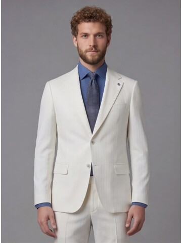 White Notch Lapel Comfort Fit Suit