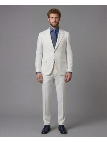 White Notch Lapel Comfort Fit Suit