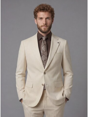 White Notch Lapel Comfort Fit Suit