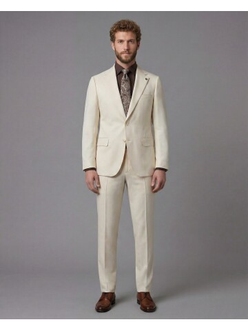 White Notch Lapel Comfort Fit Suit