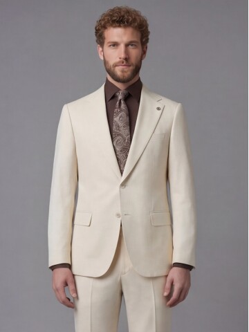 White Notch Lapel Comfort Fit Suit