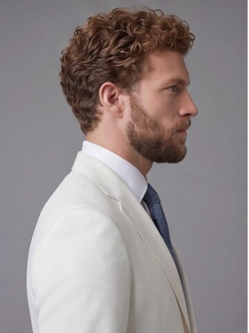 Beyaz Mono Yaka Slim Fit 2 Düğme Takım Elbise