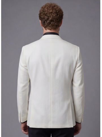 White Peak Lapel Comfort Fit Single Button Tuxedo Jacket & Black Trousers Suit Combination