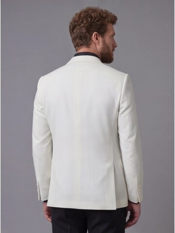White Peak Lapel Double-Breasted Blazer & Black Trousers Combination Suit