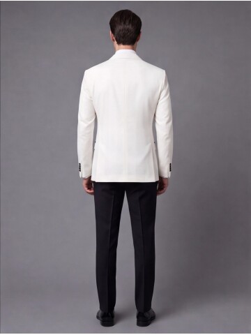 White Peak Lapel Double-Breasted Slim Fit Tuxedo