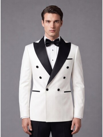 White Slim Fit Double Breasted Tuxedo