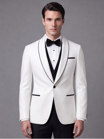 White Slim Fit Shawl Lapel One Button Tuxedo