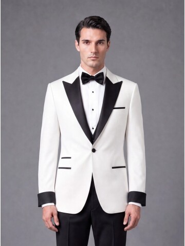 White Slim Fit Peak Lapel Single Button Tuxedo