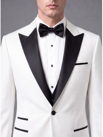 White Slim Fit Peak Lapel Single Button Tuxedo