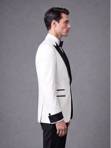 White Slim Fit Peak Lapel Single Button Tuxedo