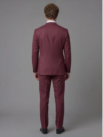 Burgundy Notch Lapel Comfort Fit Suit