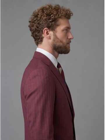 Burgundy Notch Lapel Comfort Fit Suit