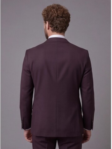 Bordo Mono Yaka Slim Fit 2 Düğme Takım Elbise