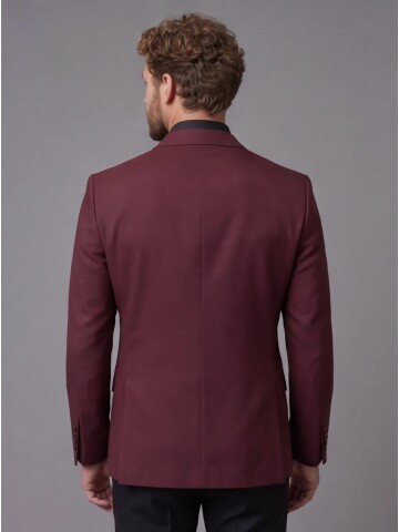 Burgundy Peak Lapel Double-Breasted Blazer & Black Trousers Combination Suit