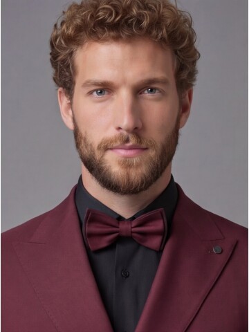 Burgundy Peak Lapel Double-Breasted Blazer & Black Trousers Combination Suit
