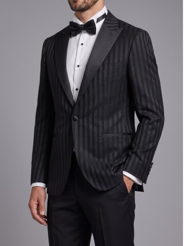 Black Striped Peak Lapel Tuxedo