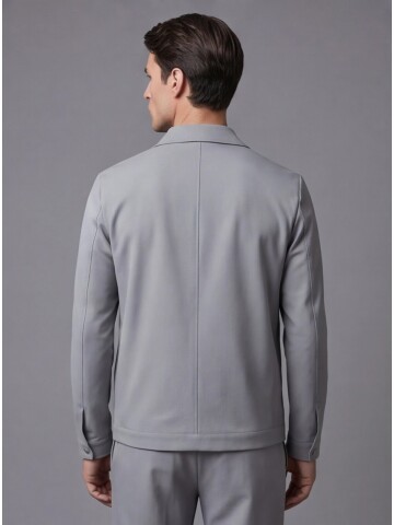 Gri Gömlek Yaka Safari Cep Comfort Fit Spor Takım