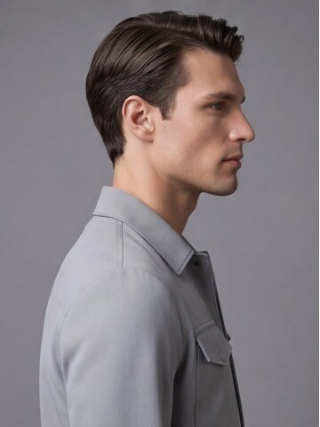 Gri Gömlek Yaka Safari Cep Comfort Fit Spor Takım