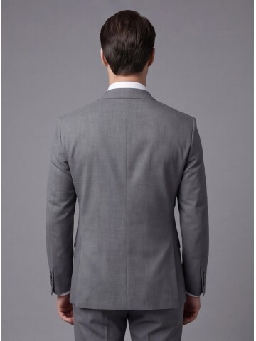 Gri Mono Yaka İki Düğmeli Slim Fit Takım Elbise