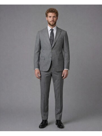 Grey Peak Lapel Comfort Fit Mens Suit