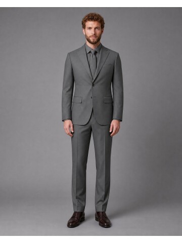 Haki Mono Yaka Slim Fit Takım Elbise