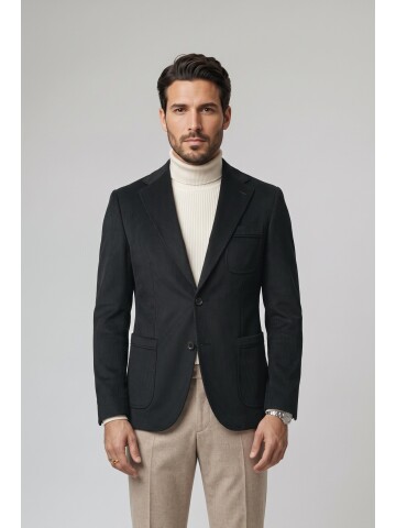 Velvet Notch Lapel Slim Fit Jacket