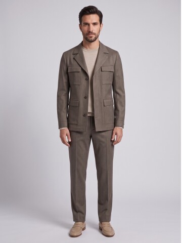 Brown Men’s Safari Jacket & Trouser Set