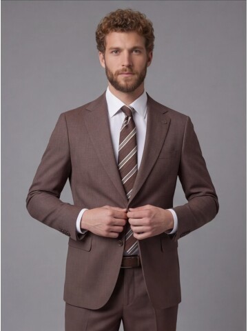 Brown Notch Lapel Comfort Fit Suit